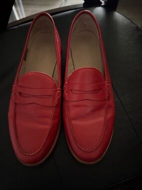 J. Crew Red Leather Loafers-Ladies 8